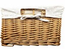 Woven Wicker Basket for the Carrier Made of Natural Wicker with Brown Fabric Inlay