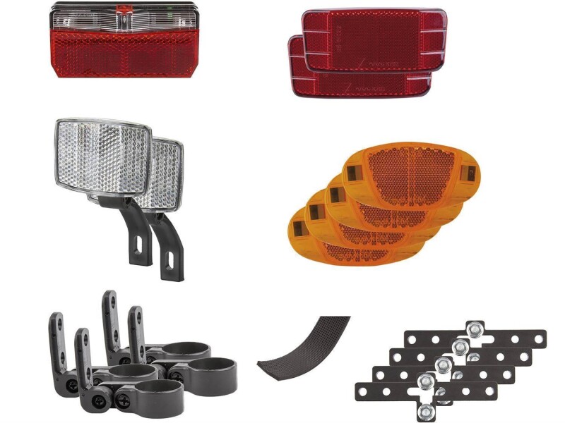 Beleuchtungs/Reflektoren-Set für StVZO Zulassung von Fahrradanhängern 