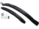 Stabiles Steck-Schutzblech fürs Fahrrad Vorderrad und Hinterrad Nevada 26 - 27,5 Zoll aus Kunststoff mit Halterung Schwarz