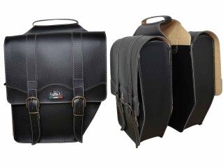 Doppel Paktasche Fahrrad Paktaschen Set rechts + links Kunstleder Seitentaschen für Gepäckträger Abgeschrägt
