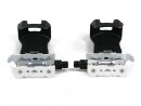 Single Speed Fixie Pedals with Straps Aluminum White