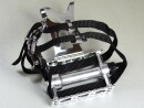 Retro Bicycle Pedals with Retro Toe Clips with Double Strap