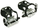 Race Bicycle Pedals with Plastic Toe Clips with Nylon Belt