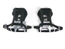 White Retro Bicycle Pedals with Plastic Toe Clips with Nylon Belt