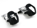 White Retro Bicycle Pedals with Plastic Toe Clips without...