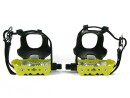Yellow Race Bicycle Pedals with Plastic Toe Clips and...