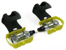 Yellow Race Bicycle Pedals with Plastic Toe Clips without Straps