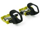 Yellow Race Bicycle Pedals with Plastic Toe Clips without Straps