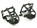 Black Race Bicycle Pedals with Plastic Toe Clips and...