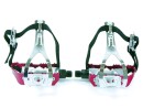 Red Race Bicycle Pedals with Retro Toe Clips and Single Nylon Belt