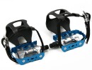 Blue Race Bicycle Pedals with Plastic Toe Clips and Nylon...