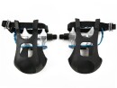 Blue Race Bicycle Pedals with Plastic Toe Clips and Nylon Belt