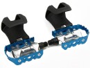 Blue Road Bike Pedals with Adjustable Toe Clips &...