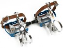 Blue Race Bicycle Pedals with Retro Toe Clips with Single...