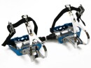 Blue Race Bicycle Pedals with Retro Toe Clips and Single...