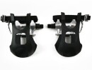 Silver Race Bicycle Pedals with Plastic Toe Clips and Nylon Belt