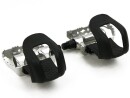 Silver Race Bicycle Pedals with Toe Clips Plastic Toe...