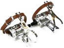 Silver Race Bicycle Pedals with Retro Toe Clips and...