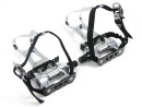 Black Road Bike Aluminum Pedals with Toe Clips and Single...