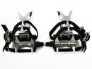 Silver Road Bike Aluminum Pedals with Retro Toe Clips and Double Strap