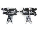 White Road Bike Aluminum Pedals with Retro Toe Clips and Double Strap