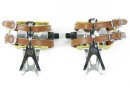 Yellow Road Bike Aluminum Pedals with Retro Toe Clips and Double Strap