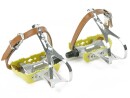 Gelbe Rennrad Pedale – Retro Haken, Lederriemen, Aluminium