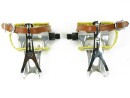 Gelbe Rennrad Pedale – Retro Haken, Lederriemen, Aluminium