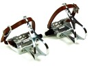 White Road Bike Aluminum Pedals with Retro Toe Clips and...