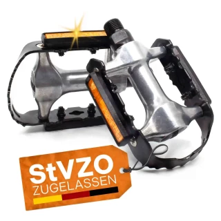Aluminium Fahrradpedale mit Reflektoren, 9/16" Gewinde Schwarz