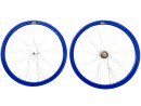 Wheel Pair 700c Singlespeed Flip-Flop Rim Set Aluminium 43 mm Plate Rims Front Wheel + Rear Wheel Blue