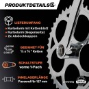 Vintage Singlespeed Tretkurbel 44 Zähne, Stahl, Silber, robust und retro