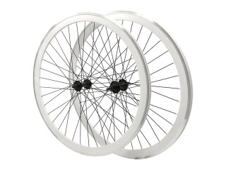 Laufrad Paar 700c Singlespeed Flip-Flop Tellerfelgen Vorder- & Hinterrad Weiss