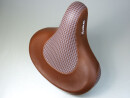 Retro Bike Saddle: Wide, Brown, Checkered, Spring Cushioned