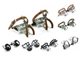 White Race Bicycle Pedals with Toe Clips
