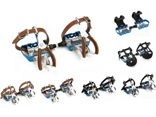 Blue Race Bicycle Pedals with Toe Clips