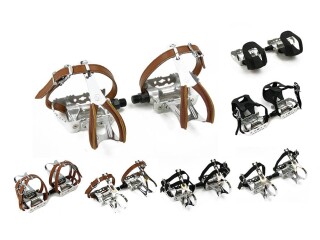 Silver Race Bicycle Pedals with Toe Clips