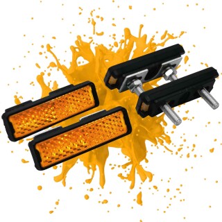 Pedalreflektor 4er Set Extra Verstärkt mit StVZO Reflektoren für Pedale Orange mit Muttern und Schrauben für Fahrradpedale
